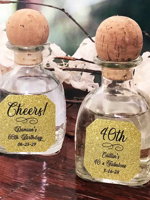 mini alcohol bottle with personalised sticker lables