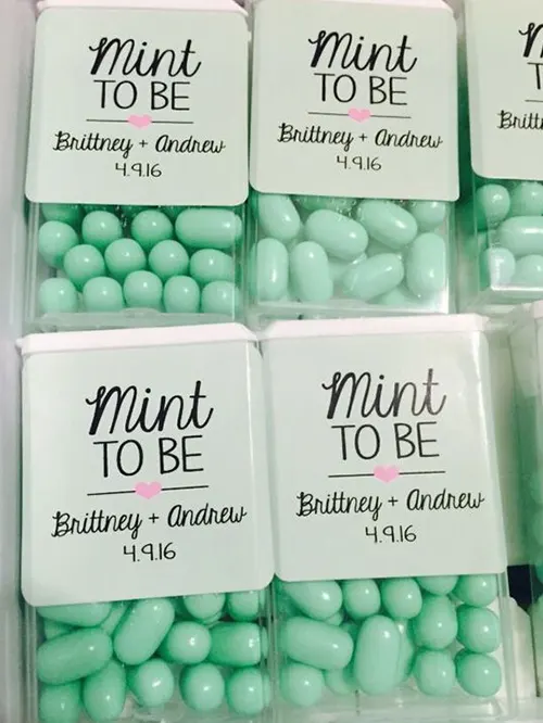 wedding favour mints with personalised stickers